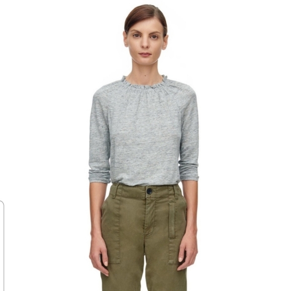 La Vie Rebecca Taylor Gray Linen Top - Picture 1 of 9